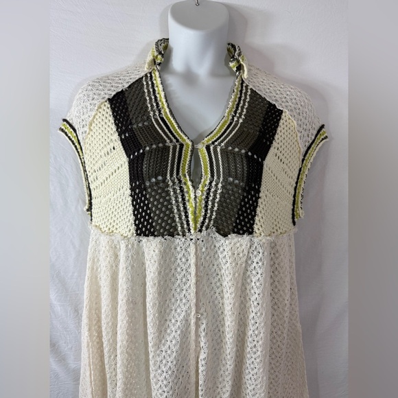 Free People Kelly Cream and Green Crochet Cover Up Maxi Top Dress NWOT SKU1103 - Picture 11 of 11